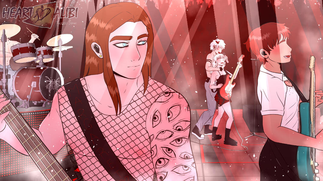 Alibi Concert: Zack: Zachary Butler (stage name Zack) is the bass player of Alibi, a fictional band from my webcomic &#39;Heart Alibi&#39;